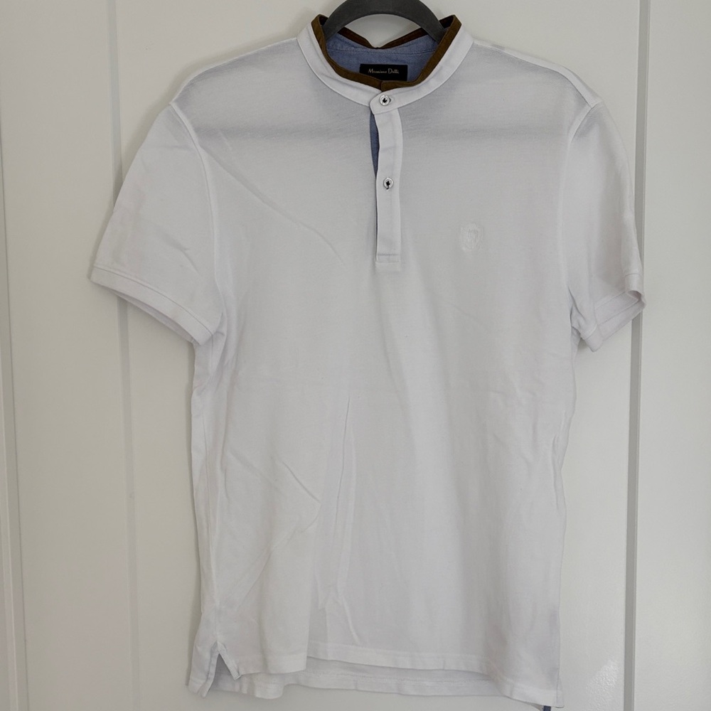 Massimo Dutti White Short Sleeve Polo Shirt